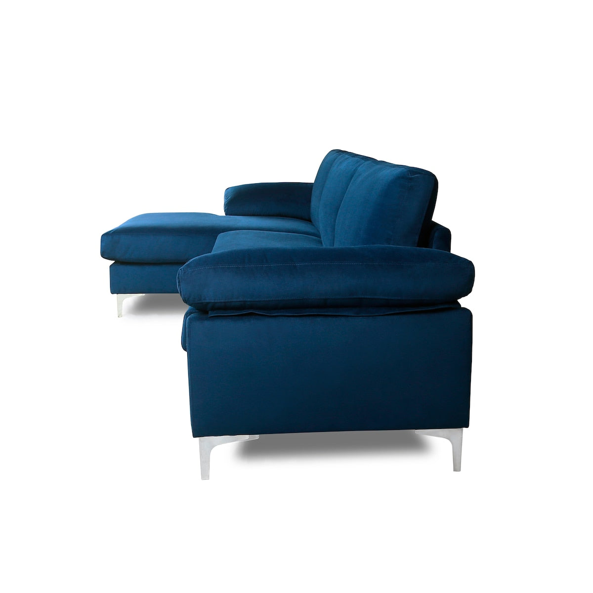 Sectional Sofa Left Hand 3 Seater Velvet Fabric Couch, L-Shaped Extra Wide Pillow Armrest Longer Lounger Chaise for Small Spaces