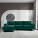 Sectional Sofa Left Hand 3 Seater Velvet Fabric Couch, L-Shaped Extra Wide Pillow Armrest Longer Lounger Chaise for Small Spaces