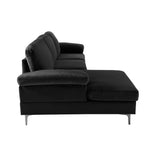 Sectional Sofa Left Hand 3 Seater Velvet Fabric Couch, L-Shaped Extra Wide Pillow Armrest Longer Lounger Chaise for Small Spaces