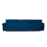 Sectional Sofa Left Hand 3 Seater Velvet Fabric Couch, L-Shaped Extra Wide Pillow Armrest Longer Lounger Chaise for Small Spaces