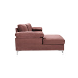 Sectional Sofa Left Hand 3 Seater Velvet Fabric Couch, L-Shaped Extra Wide Pillow Armrest Longer Lounger Chaise for Small Spaces