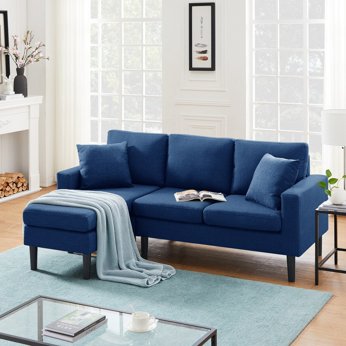Sectional Sofa Left Hand Facing With 2 Pillows