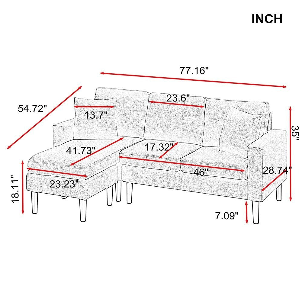 Sectional Sofa Left Hand Facing With 2 Pillows