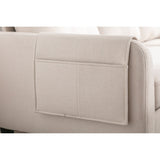 Sectional Sofa Set Pull Out Sleeper Sofa Bed with Plywood Frame, Beige