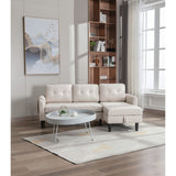 Sectional Sofa Set Pull Out Sleeper Sofa Bed with Plywood Frame, Beige