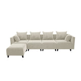 Sectional Sofa U Shape Velvet Square Arm Sofa with 6 Pillows