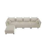 Sectional Sofa U Shape Velvet Square Arm Sofa with 6 Pillows