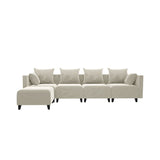Sectional Sofa U Shape Velvet Square Arm Sofa with 6 Pillows