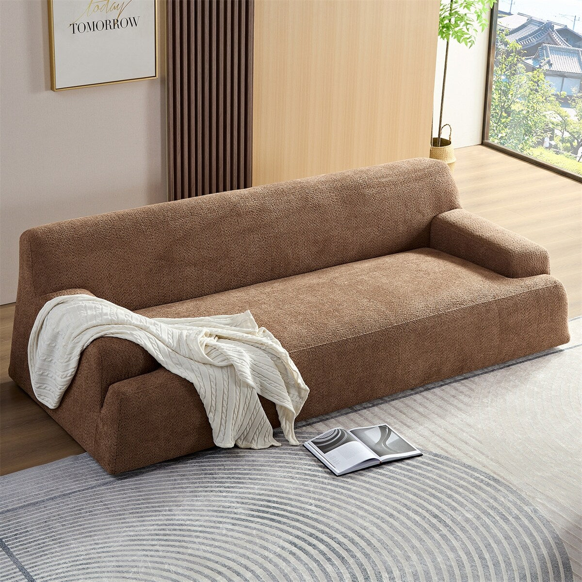 Sectional Sofa With Removable Pillows,Durable Fabric,Solid Wood Frame