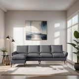 Sectional Technical leather L-Shaped Sofa Couch w/Convertible Ottoman
