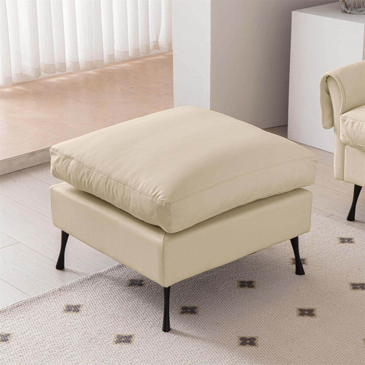 Sectional Technical leather L-Shaped Sofa Couch w/Convertible Ottoman