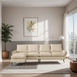 Sectional Technical leather L-Shaped Sofa Couch w/Convertible Ottoman