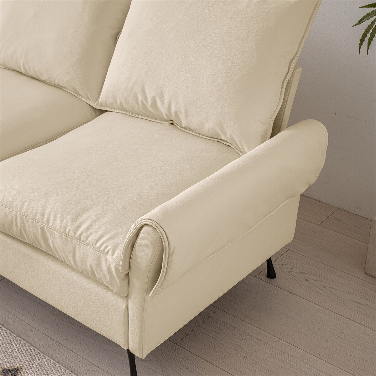 Sectional Technical leather L-Shaped Sofa Couch w/Convertible Ottoman
