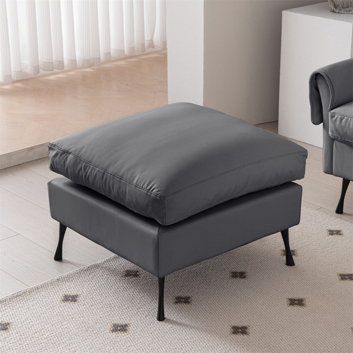 Sectional Technical leather L-Shaped Sofa Couch w/Convertible Ottoman