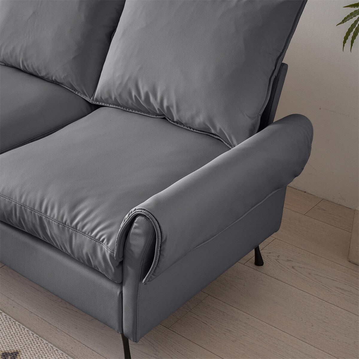 Sectional Technical leather L-Shaped Sofa Couch w/Convertible Ottoman