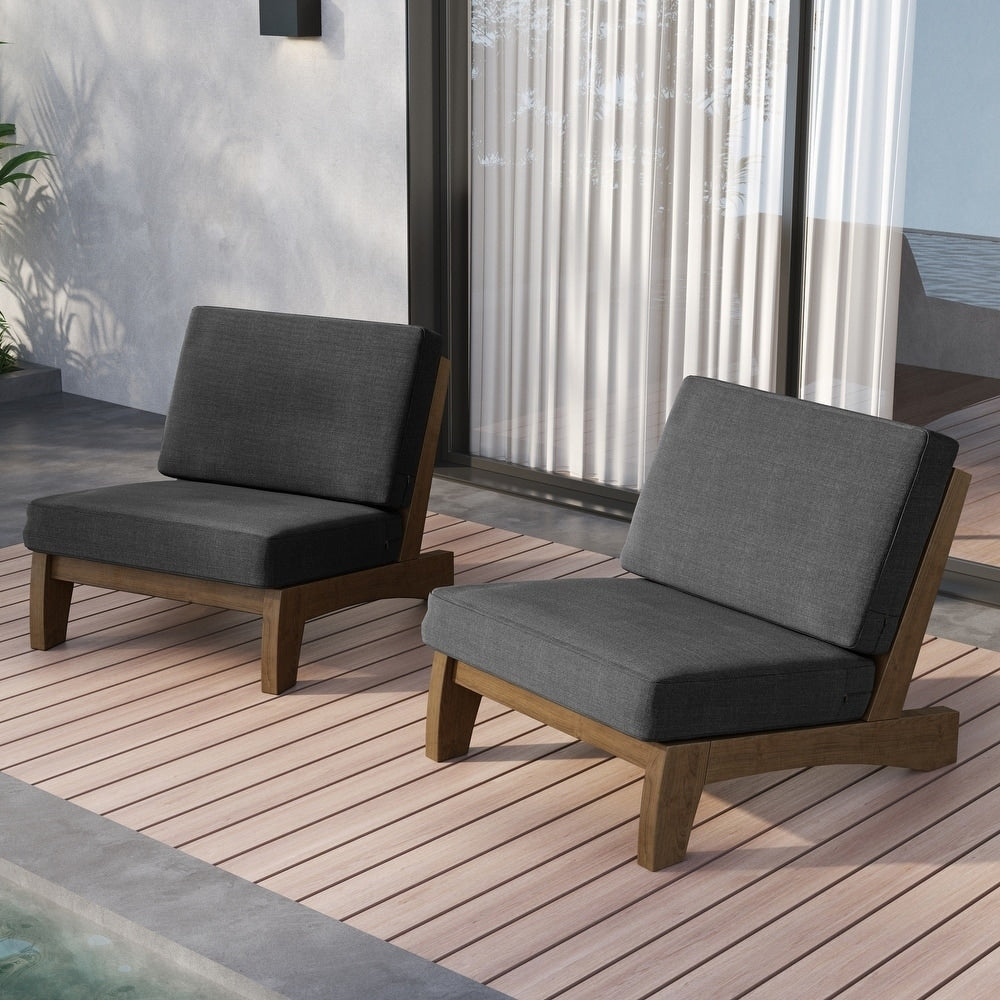 Sectional Wood Furniture 2 Seat Armless Patio Sofa