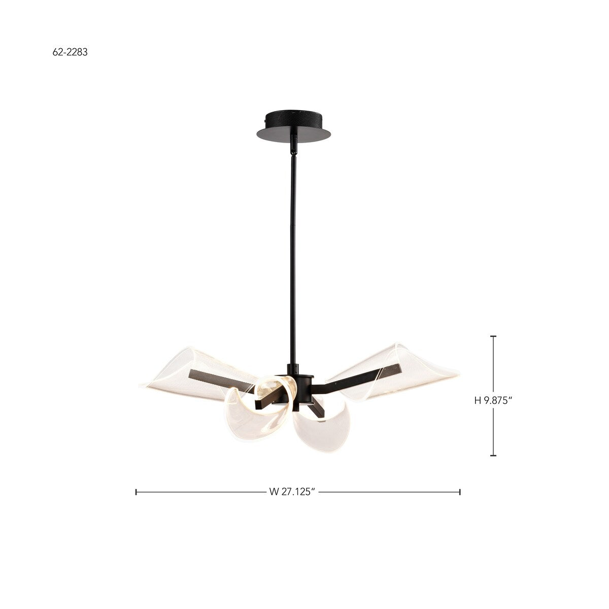 Sedona 27 Inch 4 Light LED Chandelier Matte Black Silk Screened Acrylic Lens