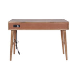 Sedona Mid-Century Modern 2-Drawer Desk with Charging Station, Brown