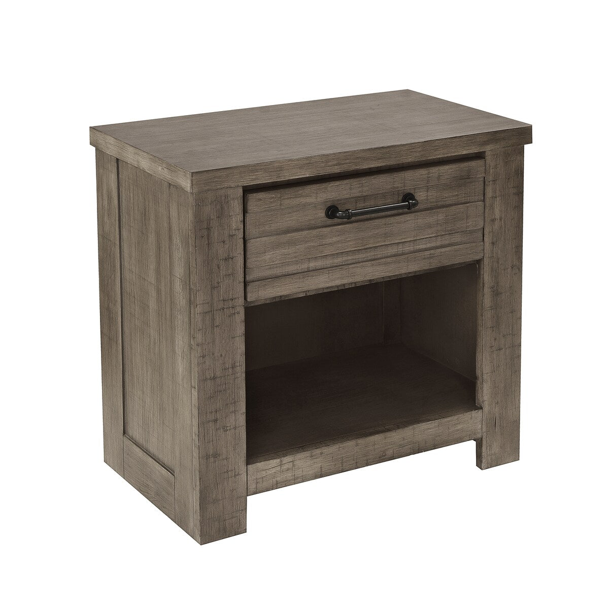 Roundhill Furniture Sedona Transitional Medium Gray Wood Panel Bed with Dresser, Mirror, Two Nightstands
