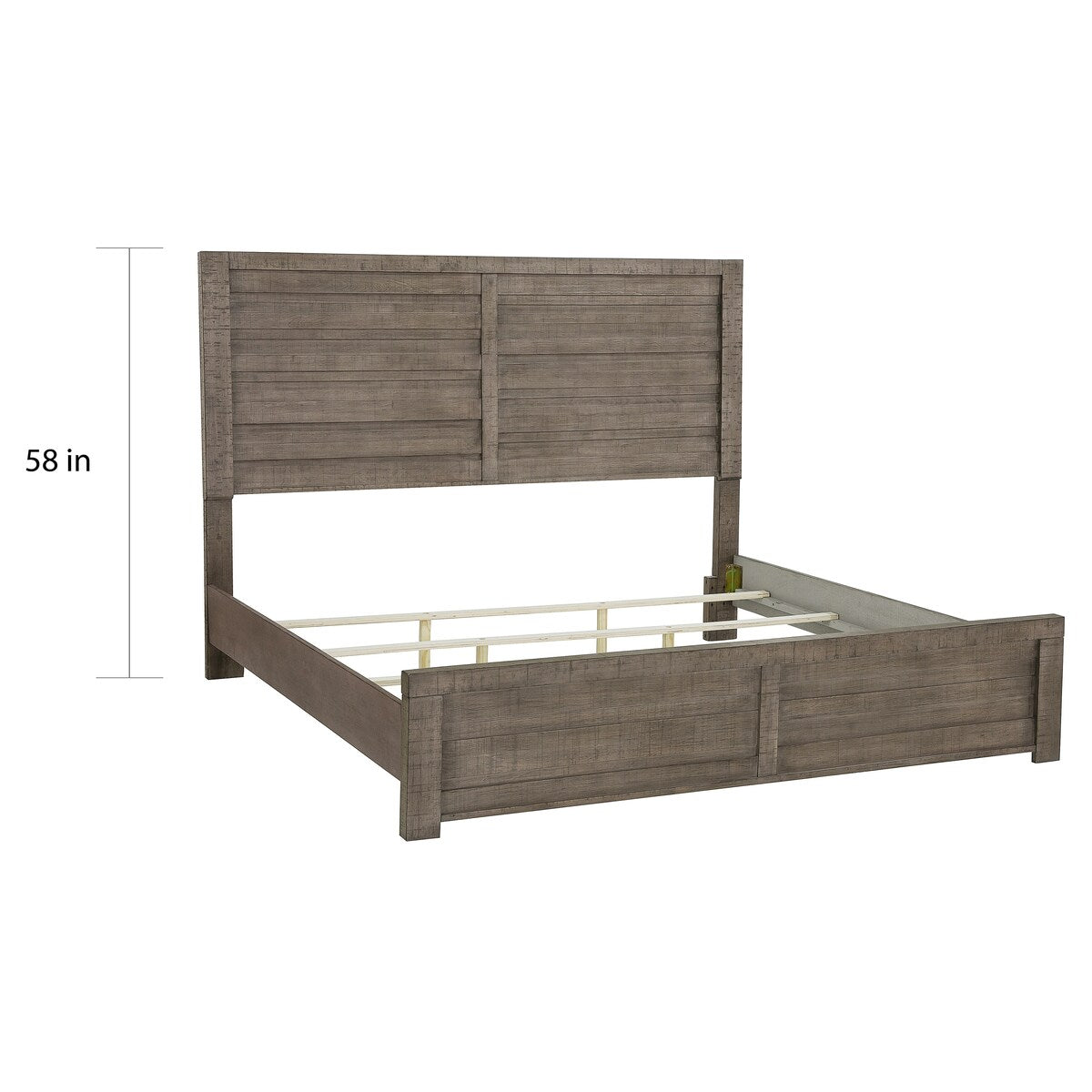 Roundhill Furniture Sedona Transitional Medium Gray Wood Panel Bed with Dresser, Mirror, Two Nightstands