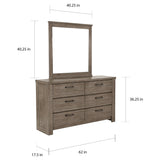 Roundhill Furniture Sedona Transitional Medium Gray Wood Panel Bed with Dresser, Mirror, Two Nightstands