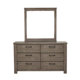 Roundhill Furniture Sedona Transitional Medium Gray Wood Panel Bed with Dresser, Mirror, Two Nightstands