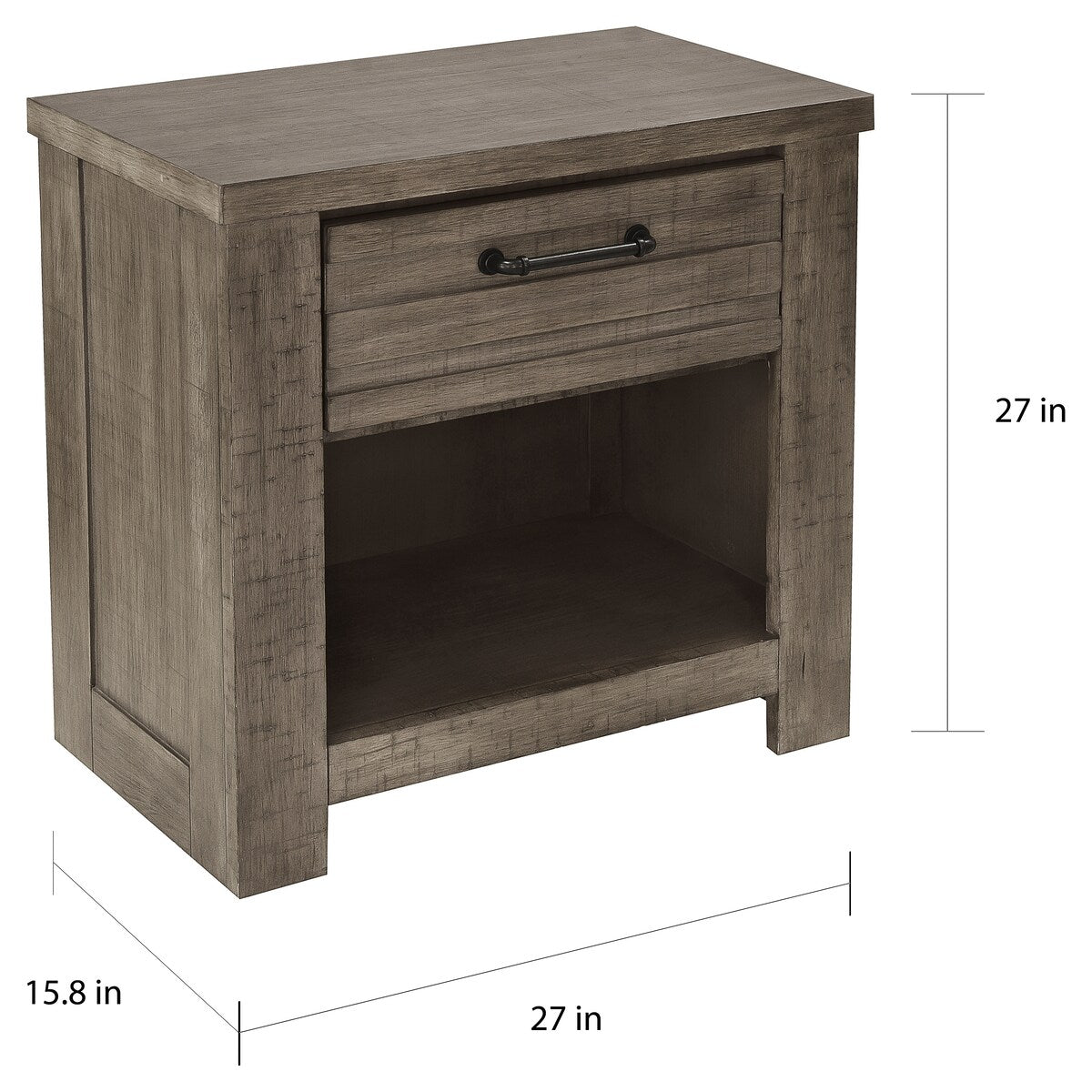 Roundhill Furniture Sedona Transitional Medium Gray Wood Panel Bed with Dresser, Mirror, Two Nightstands