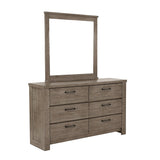 Roundhill Furniture Sedona Transitional Medium Gray Wood Panel Bed with Dresser, Mirror, Two Nightstands