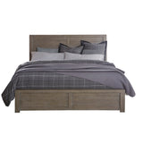 Roundhill Furniture Sedona Transitional Medium Gray Wood Panel Bed with Dresser, Mirror, Two Nightstands