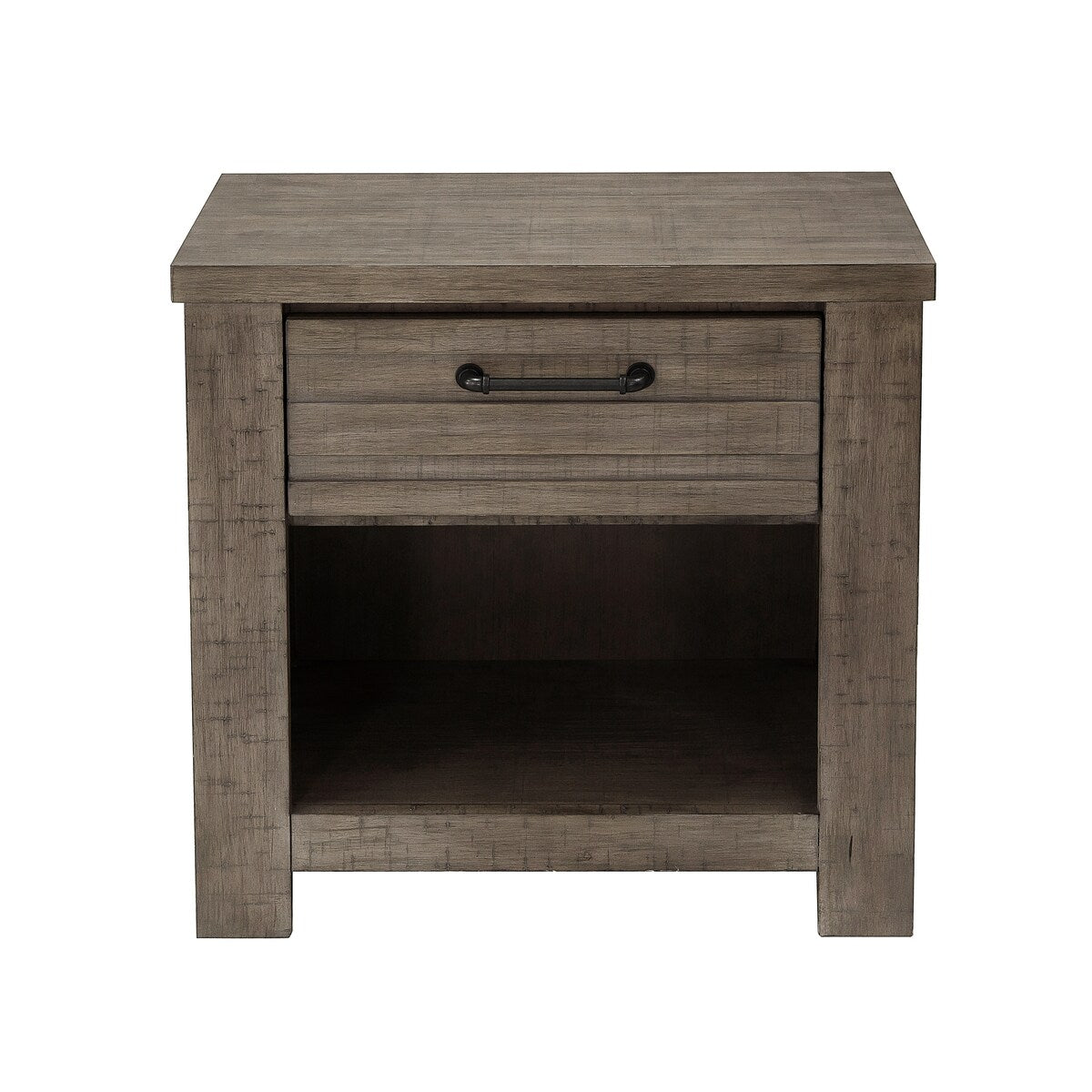 Roundhill Furniture Sedona Transitional Medium Gray Wood Panel Bed with Dresser, Mirror, Two Nightstands