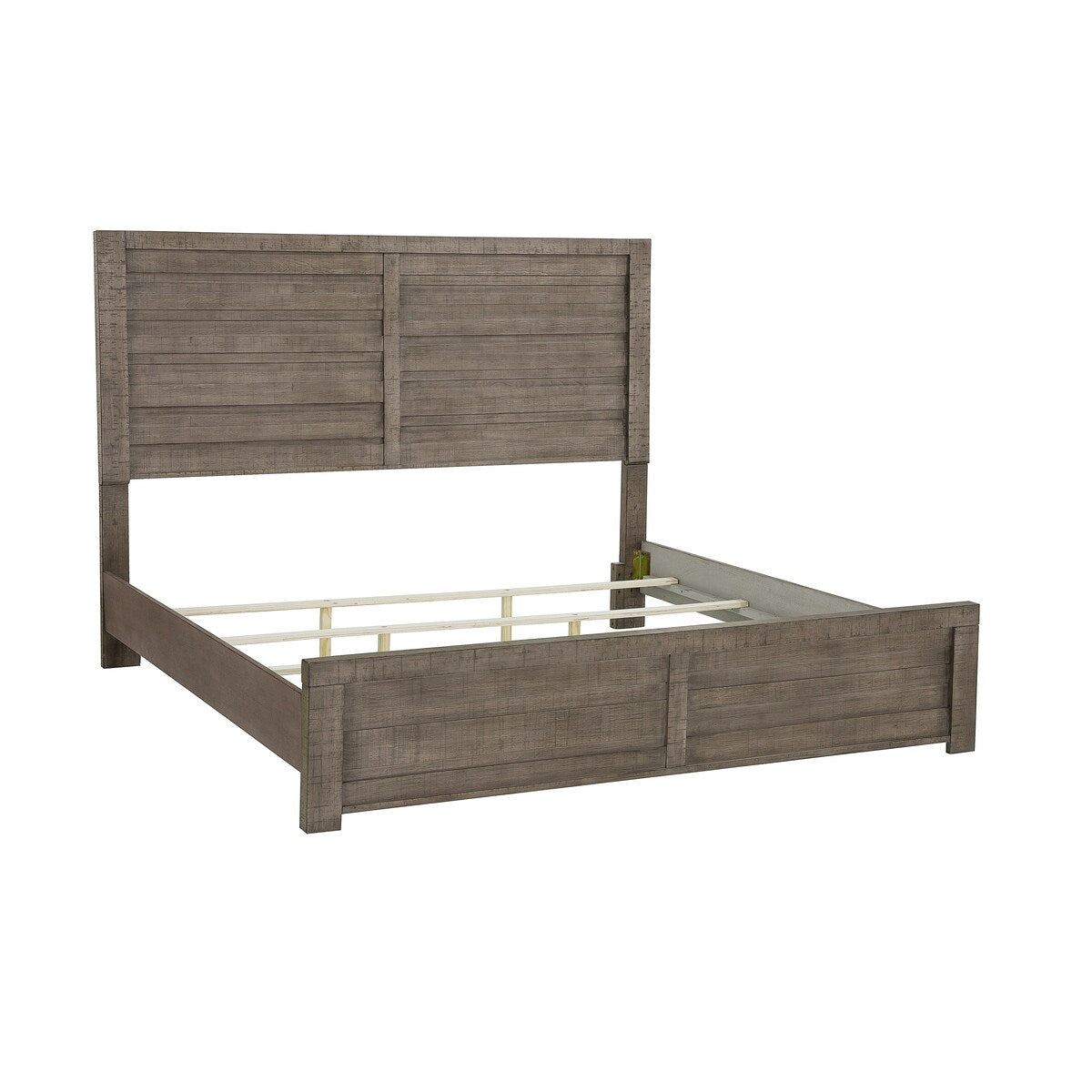Roundhill Furniture Sedona Transitional Medium Gray Wood Panel Bed with Dresser, Mirror, Two Nightstands