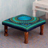 Handmade Shades of Blue Green Ottoman (India)