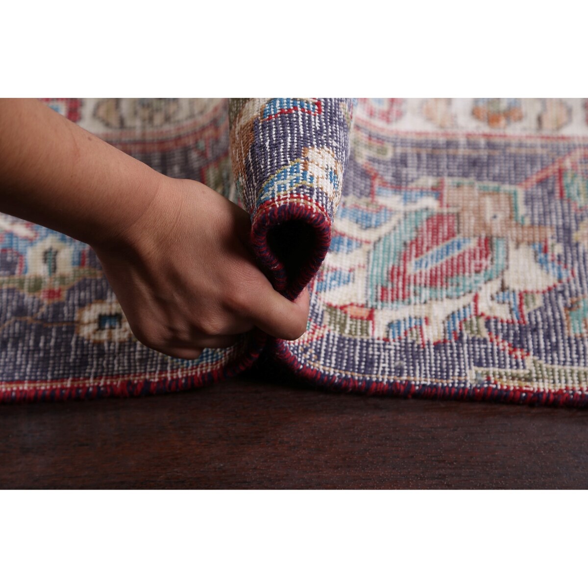 Semi-antique Distressed Floral Tabriz Persian Area Rug Wool Handmade - 9'1" x 12'2"