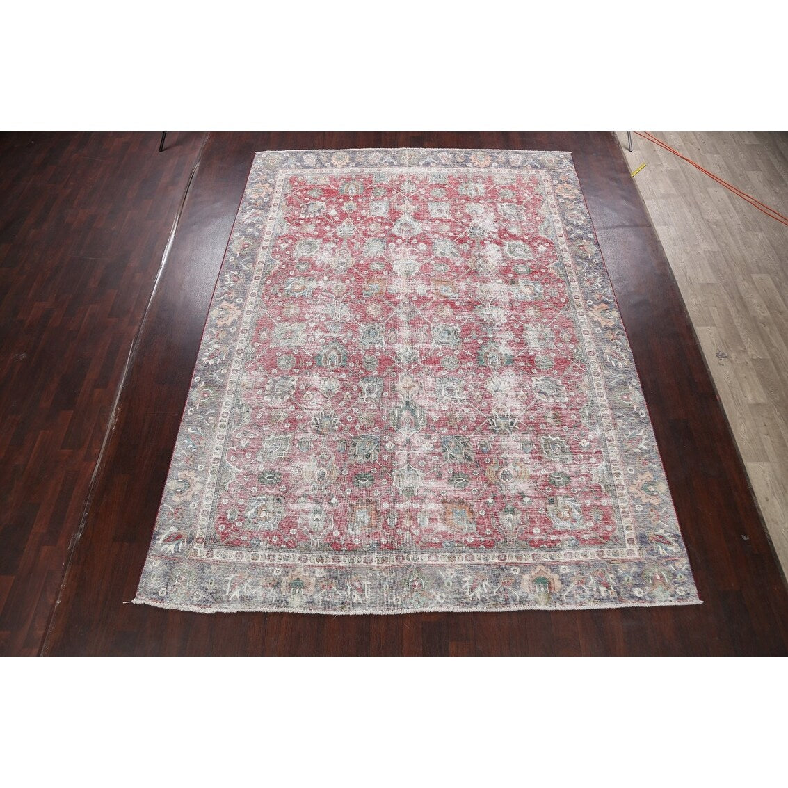 Semi-antique Distressed Floral Tabriz Persian Area Rug Wool Handmade - 9'1" x 12'2"