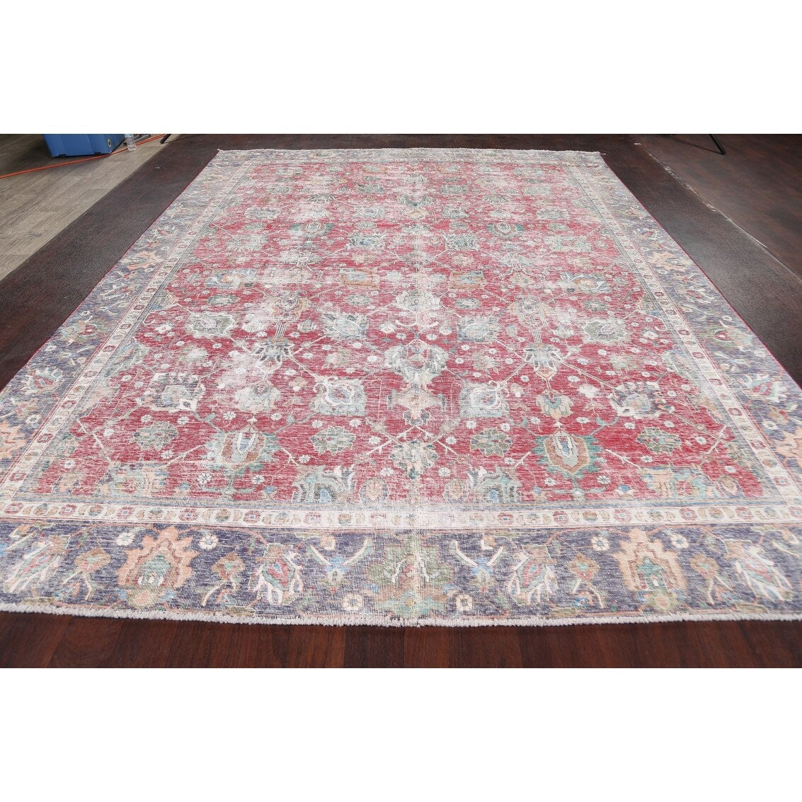 Semi-antique Distressed Floral Tabriz Persian Area Rug Wool Handmade - 9'1" x 12'2"