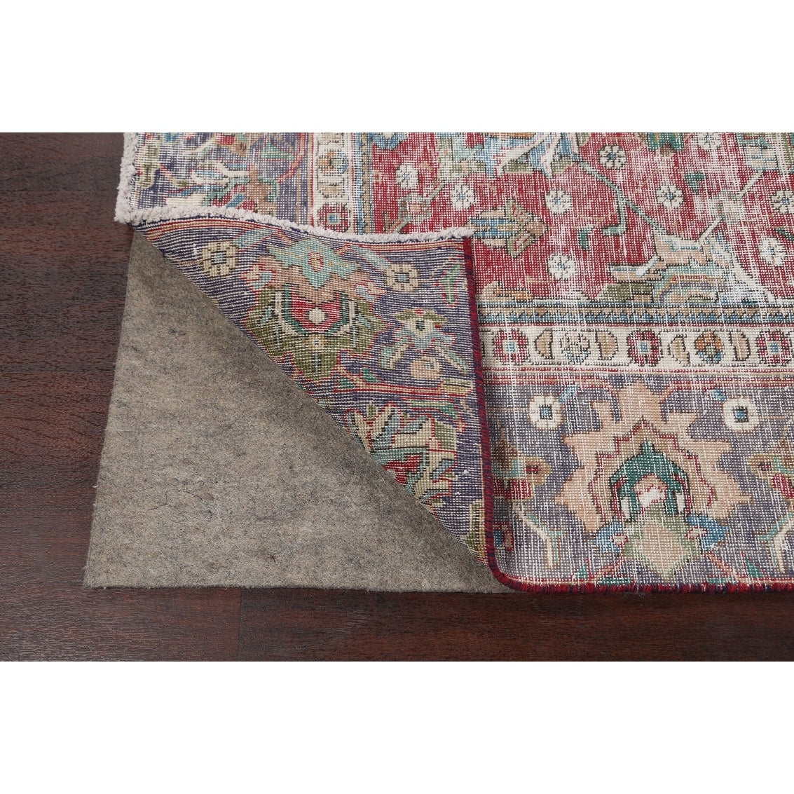 Semi-antique Distressed Floral Tabriz Persian Area Rug Wool Handmade - 9'1" x 12'2"
