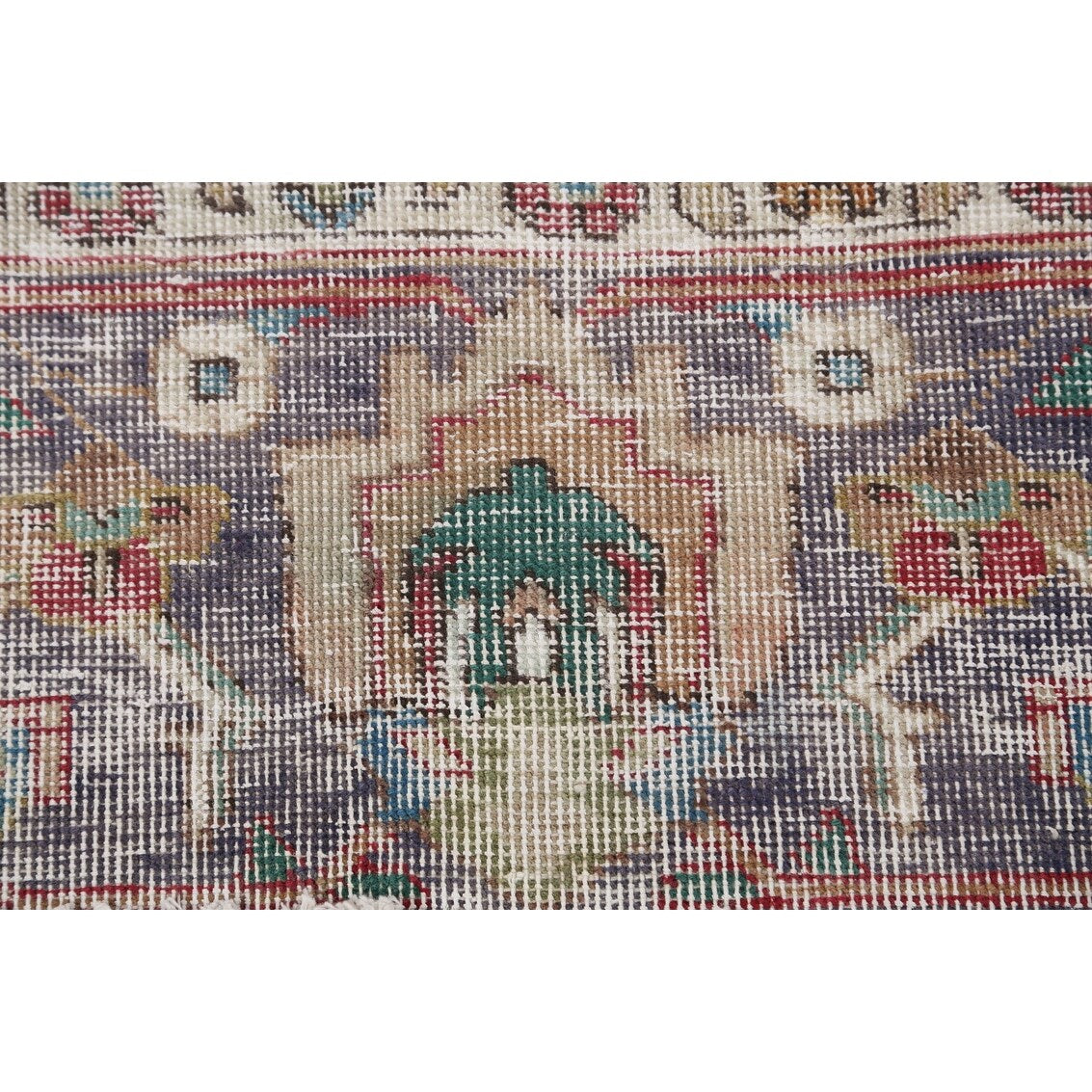 Semi-antique Distressed Floral Tabriz Persian Area Rug Wool Handmade - 9'1" x 12'2"