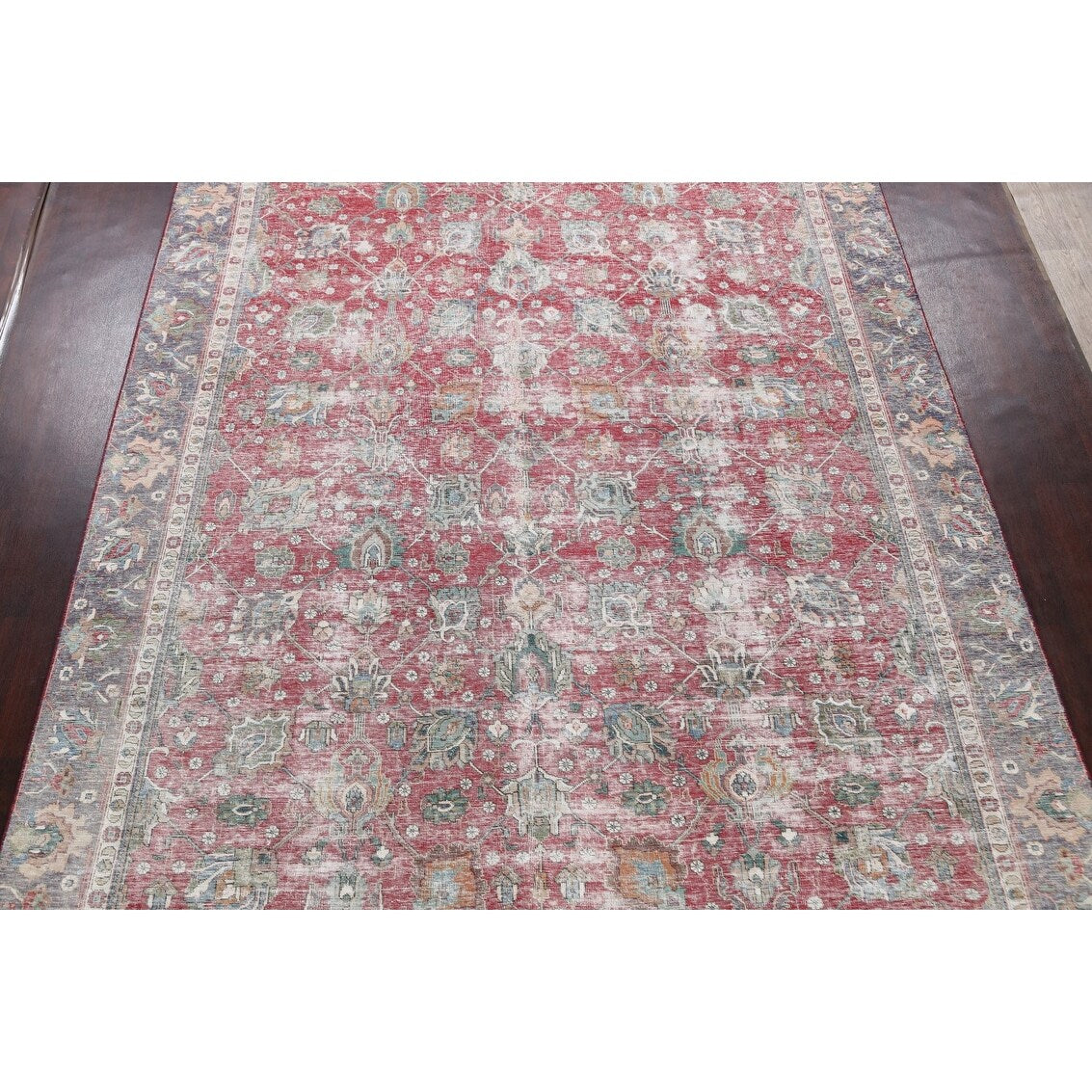 Semi-antique Distressed Floral Tabriz Persian Area Rug Wool Handmade - 9'1" x 12'2"
