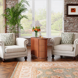 Semi-oval 3-drawer Solid Wood End Side Table for Living Room