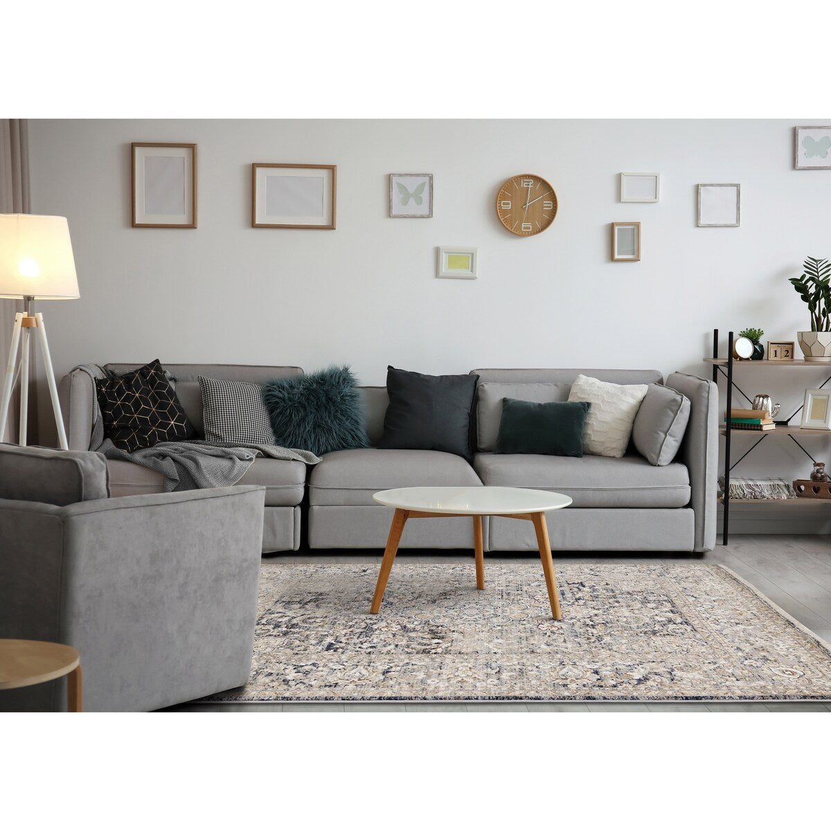Sydney Collection - Beige/Grey Elaborate Border Rug