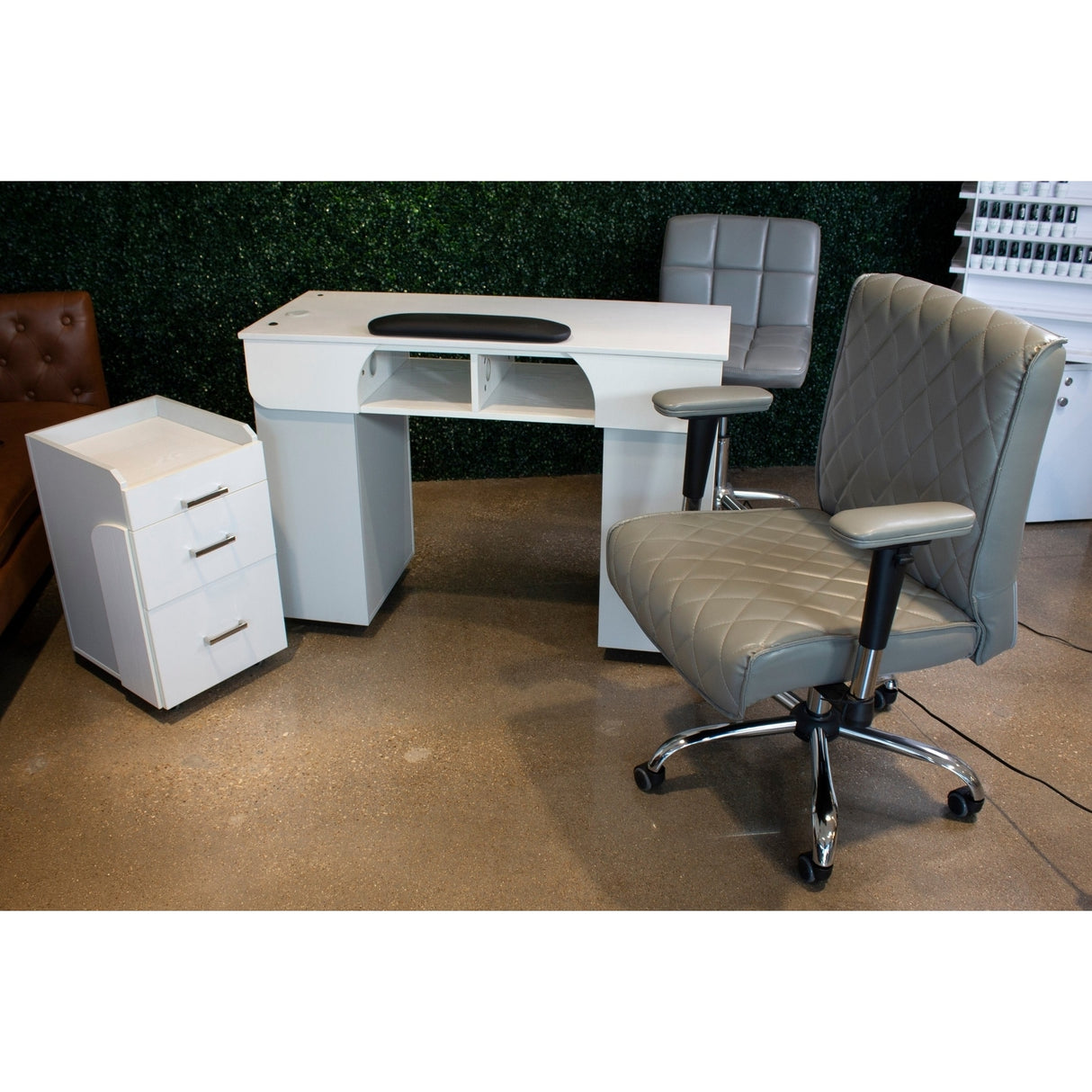 Seneca Pedicure Trolley Pedi Rolling Cart with Drawer, White / Light Grey - N/A