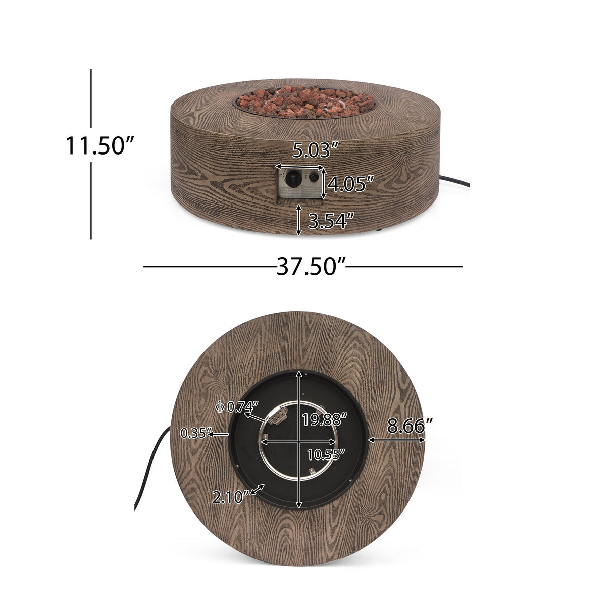 Senoia Outdoor 50,000 BTU Lightweight Concrete Circular Fire Pit (No Tank Holder) by Christopher Knight Home