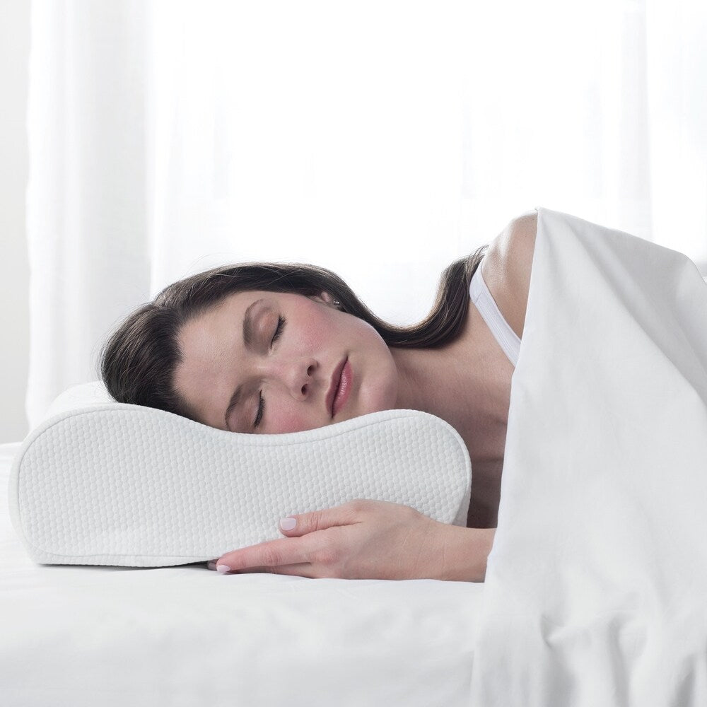 SensorPEDIC Memory Foam Contour Bed Pillow for Side and Back Sleepers - White