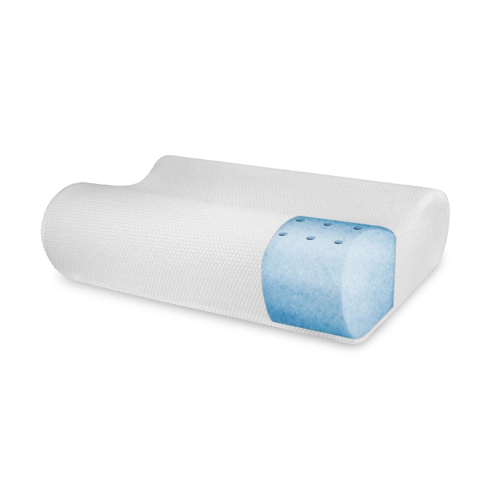 SensorPEDIC Memory Foam Contour Bed Pillow for Side and Back Sleepers - White