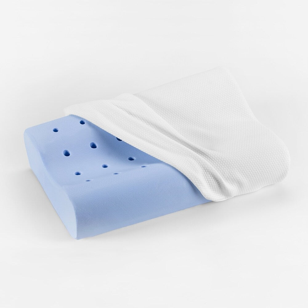 SensorPEDIC Memory Foam Contour Bed Pillow for Side and Back Sleepers - White