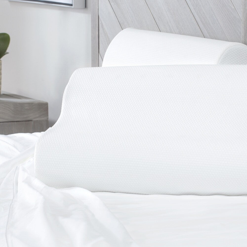SensorPEDIC Memory Foam Contour Bed Pillow for Side and Back Sleepers - White
