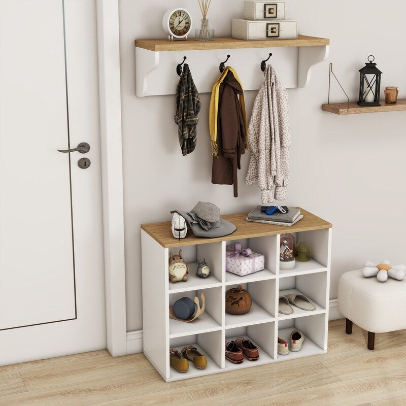Separate compartment shoe cabinet with clothes rack ,shoe cabinet in entrance