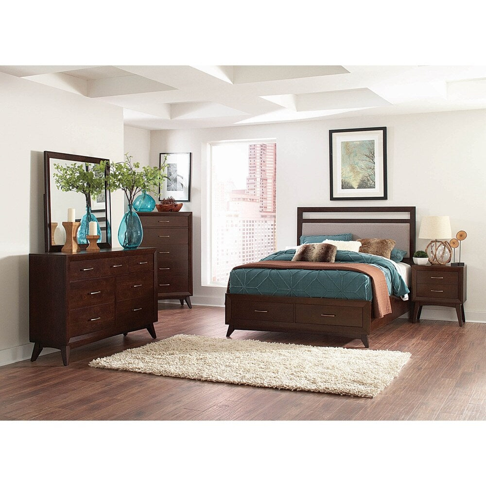 September Grey and Coffee 5-piece Bedroom Set with 2 Nightstands