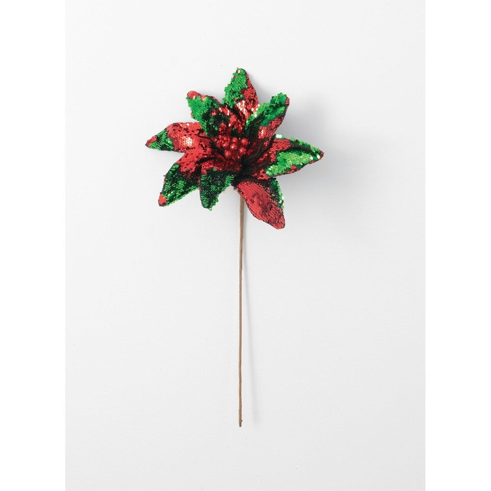 Sullivans Sequin Poinsettia Stem