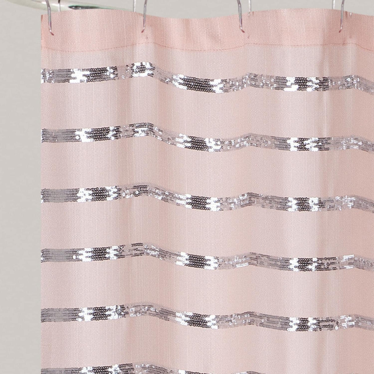 Sequin Shower Curtain 70x70 Shining Stripe Holiday Bathroom Decor Coco